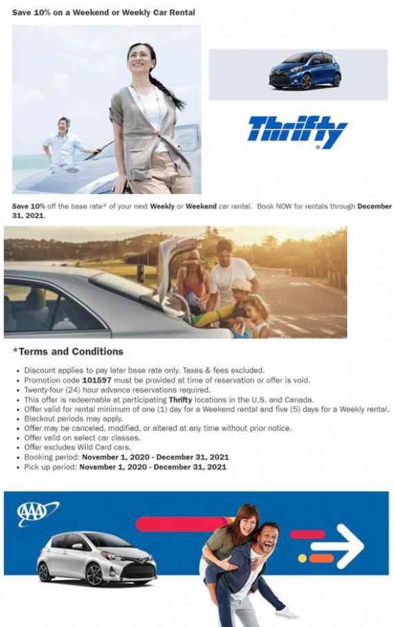 Save 10% on a Weekend or Weekly Car Rental. Thrifty Car Rental (2021-12-31-2021-12-31)