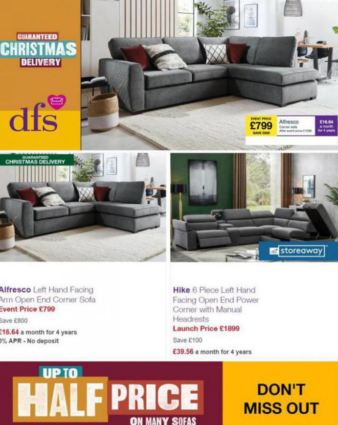Up to half price on many sofas. DFS (2021-10-01-2021-10-01)