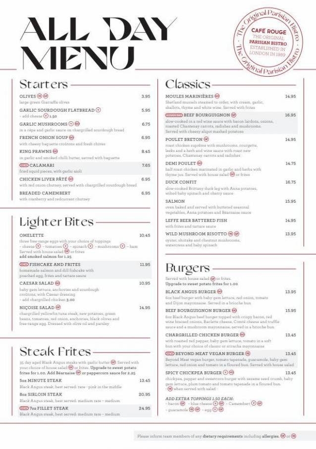 All Day Menu. Cafe Rouge (2022-02-28-2022-02-28)
