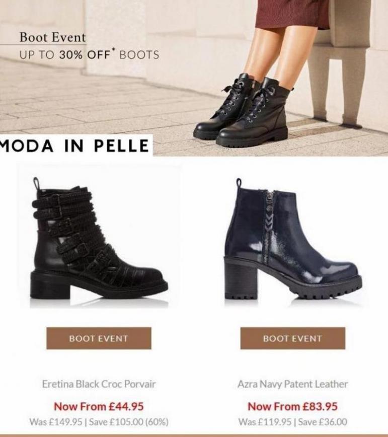 Boots Up To 30% Off. Moda In Pelle (2022-03-09-2022-03-09)