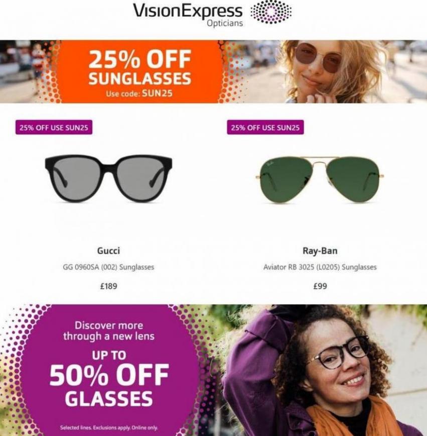 25% Off Sunglasses. Vision Express (2022-03-01-2022-03-01)