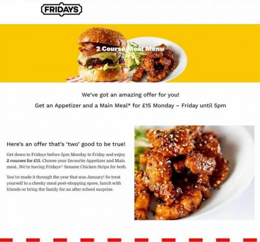 2 Course Meal Menu. T.G.I. Friday's (2022-04-06-2022-04-06)