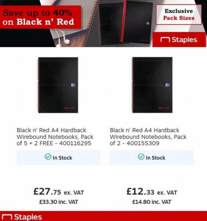 Black And Red Up To 40% Off. Staples (2022-03-31-2022-03-31)