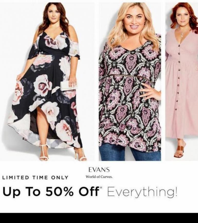 Up To 50% Off Everything. Evans (2022-03-23-2022-03-23)