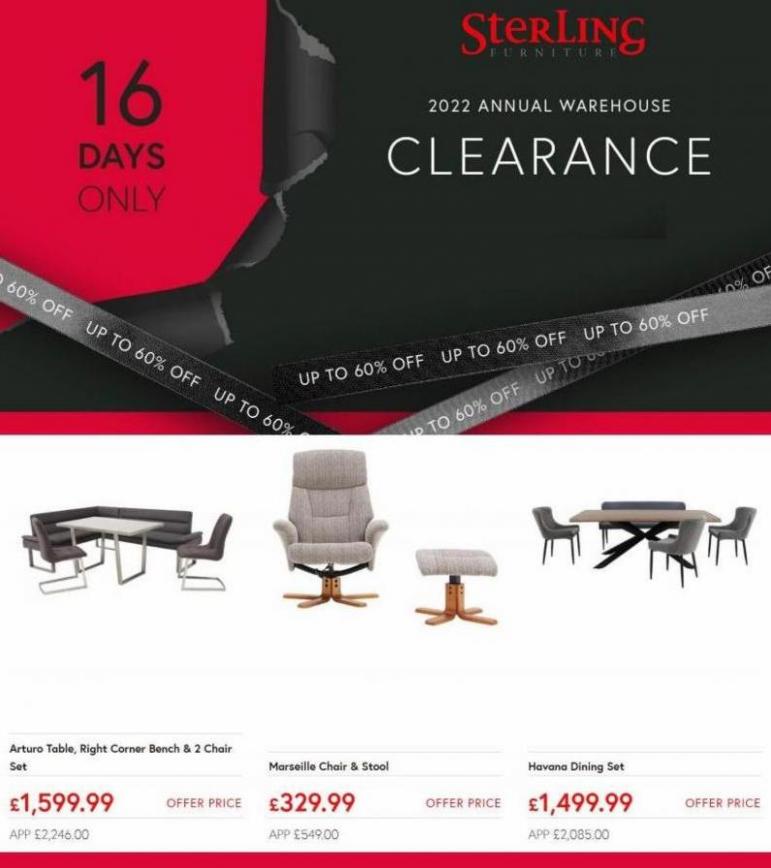 Annual Warehouse Clearance. Sterling Furniture (2022-03-12-2022-03-12)