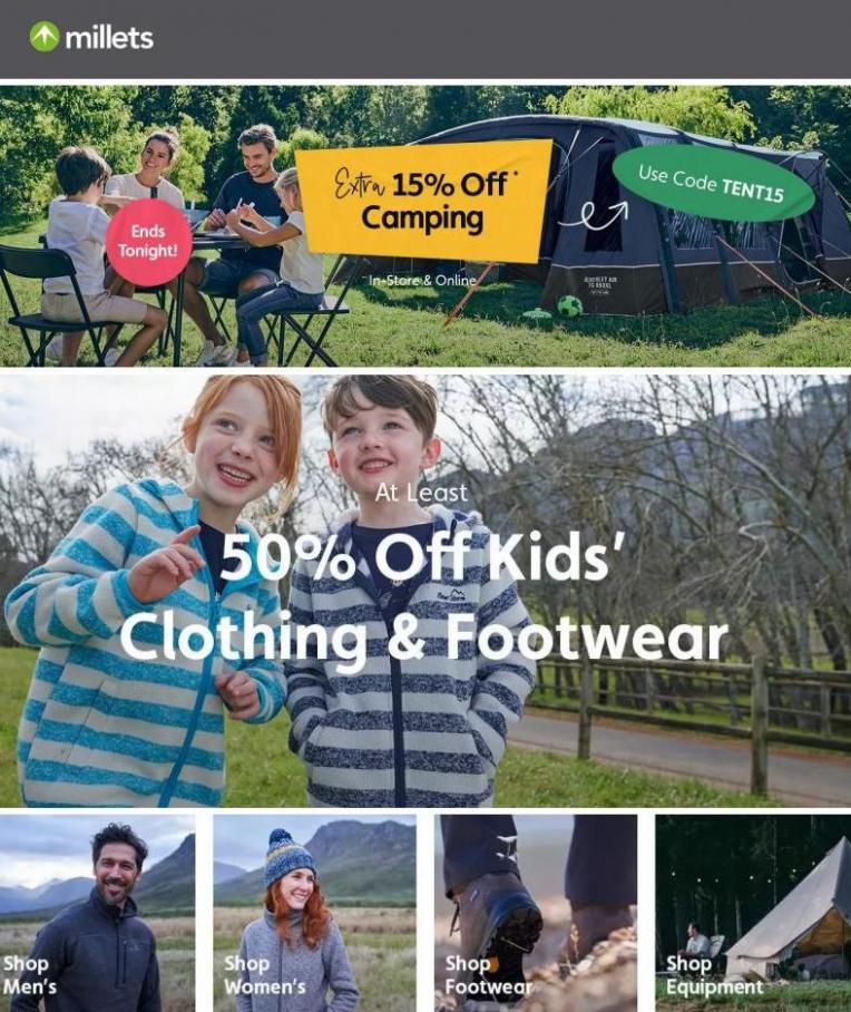 Extra 15% Off Camping. Millets (2022-04-19-2022-04-19)