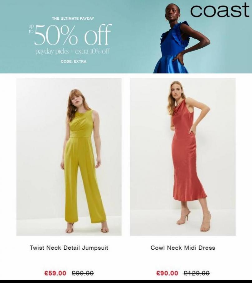 Up To 50% Off Payday + Extra 10% Off Everything. Coast (2022-05-02-2022-05-02)