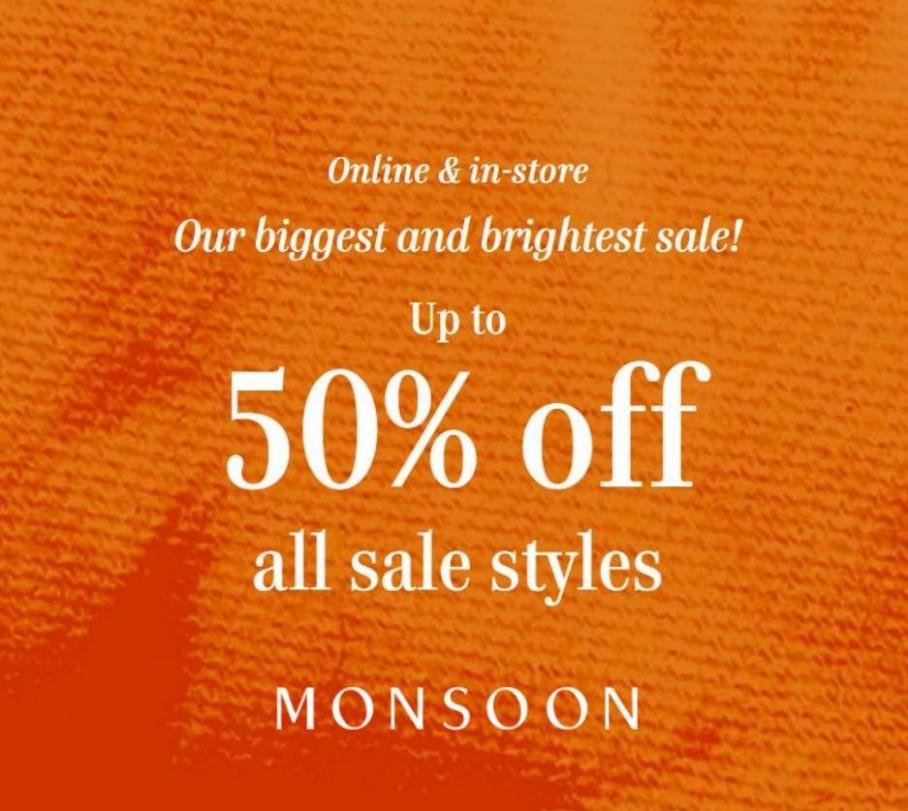 Up to 50% Off all sale styles. Monsoon (2022-07-05-2022-07-05)