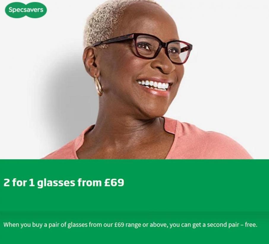 2 for 1 glasses from £69. Specsavers (2022-08-17-2022-08-17)
