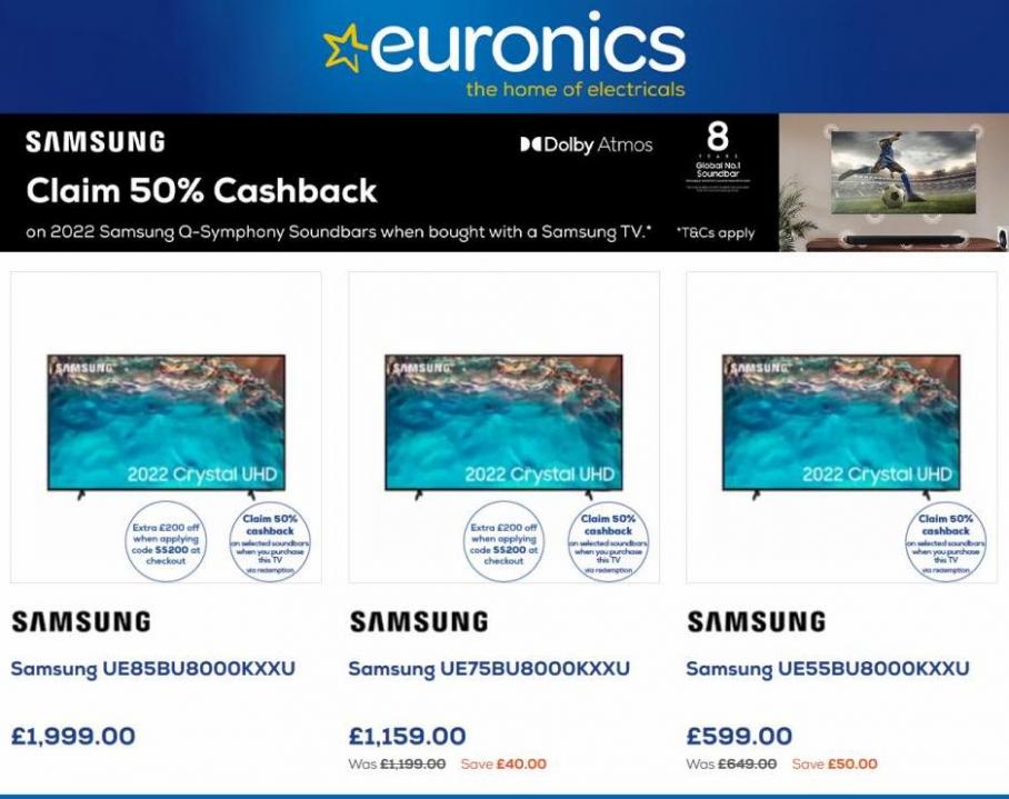 Samsung 50% Soundbar Cashback Promotion. Euronics (2022-11-08-2022-11-08)