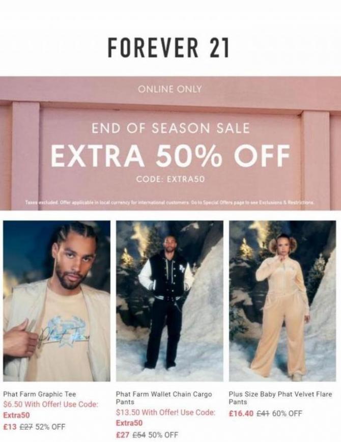 Extra 50% off. Forever 21 (2023-02-15-2023-02-15)