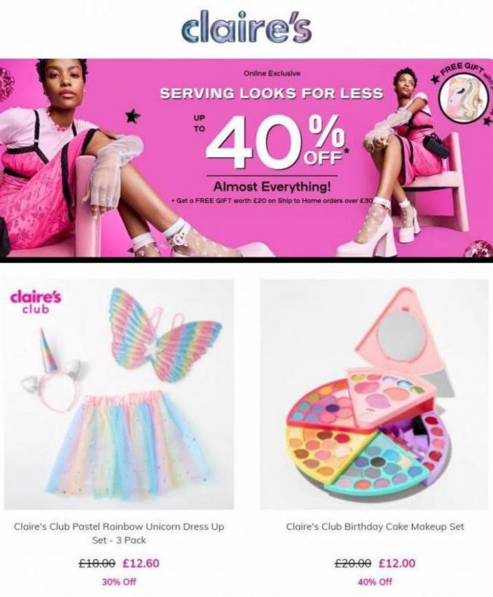 Up to -40% Off Almost Everything. Claire's (2023-02-28-2023-02-28)