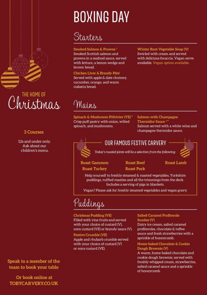 Boxing Day Menu. Toby Carvery (2023-12-26-2023-12-26)